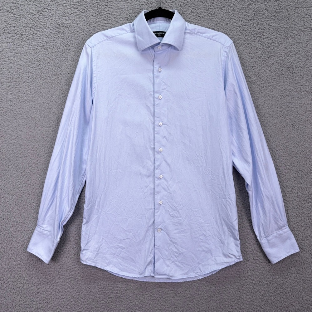 Spier & Mackay Shirt Mens 14.5/33 Blue White Stripe Slim Cotton Office Preppy